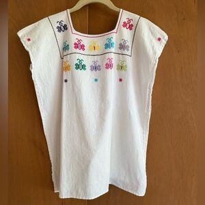 Vintage Mexican hand embroidered gauze top